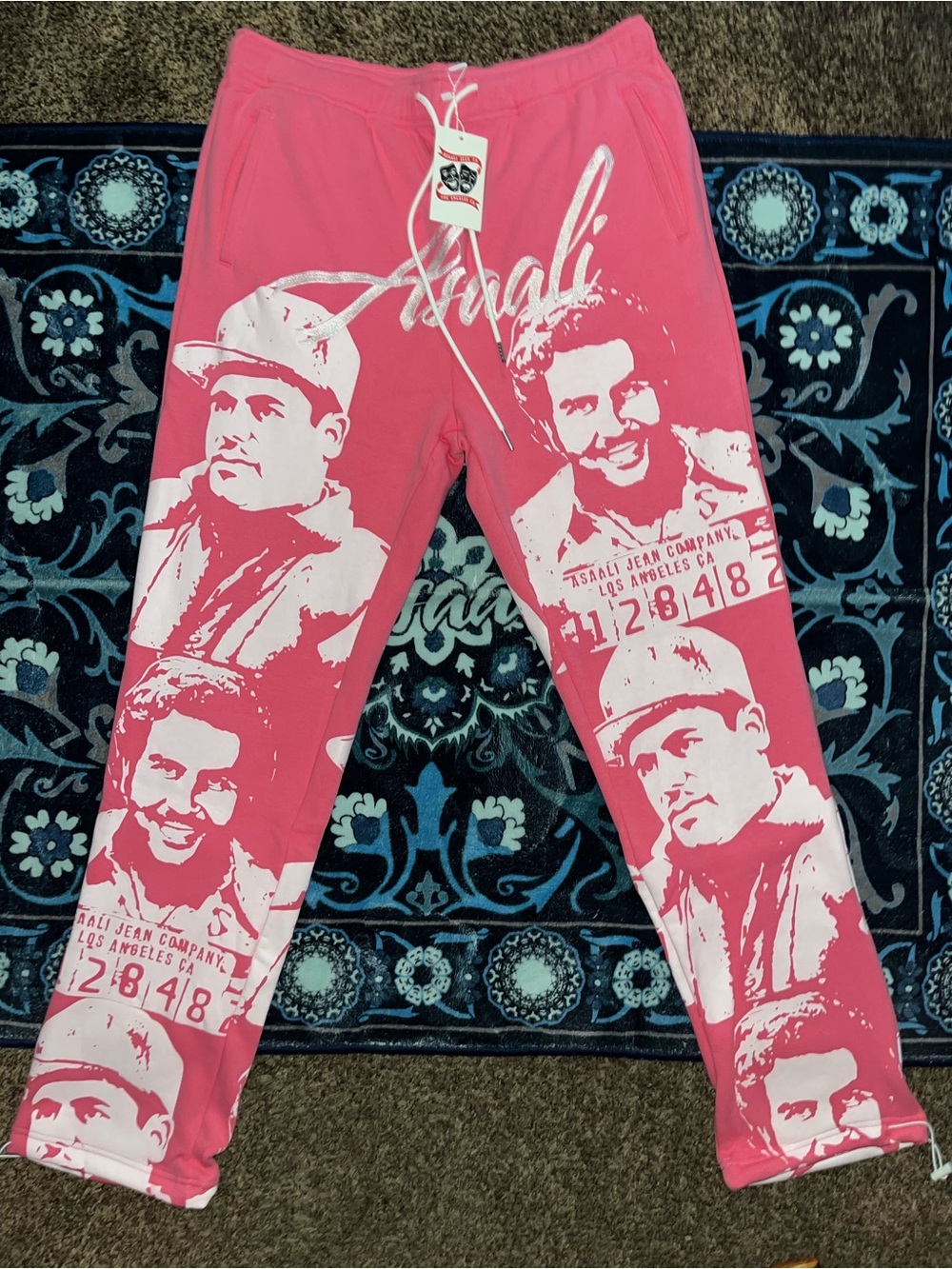 Asaali Pink Graphic Face Print pants